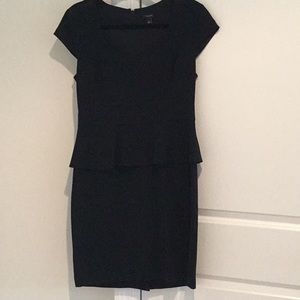 Ann Taylor black cap sleeved dress with peplum waist  Size 8